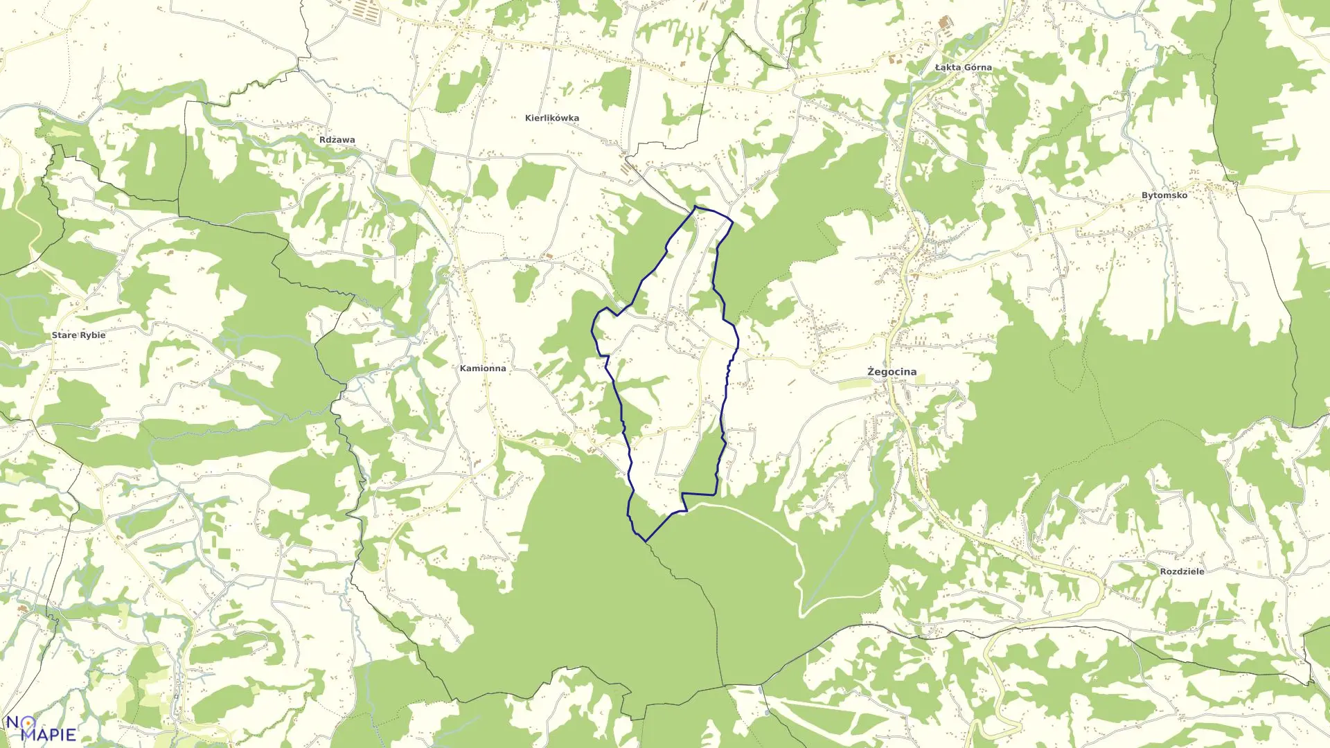 Mapa obrębu Bełdno w gminie Żegocina